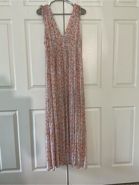 Mango Sleeveless Floral Maxi Dress in Orange, Purple and Cream